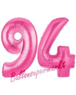 Zahl 94, Pink, Luftballons aus Folie zum 94. Geburtstag, 100 cm, inklusive Helium