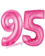 Zahl 95, Pink, Luftballons aus Folie zum 95. Geburtstag, 100 cm, inklusive Helium