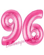 Zahl 96, Pink, Luftballons aus Folie zum 96. Geburtstag, 100 cm, inklusive Helium