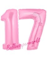 Zahl 17 Rosa, Luftballons aus Folie zum 17. Geburtstag, 100 cm, inklusive Helium