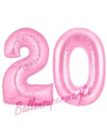 Zahl 20 Rosa, Luftballons aus Folie zum 20. Geburtstag, 100 cm, inklusive Helium
