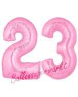 Zahl 23 Rosa, Luftballons aus Folie zum 23. Geburtstag, 100 cm, inklusive Helium