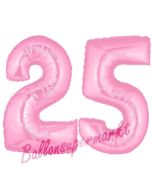 Zahl 25 Rosa, Luftballons aus Folie zum 25. Geburtstag, 100 cm, inklusive Helium