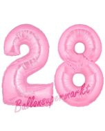 Zahl 28 Rosa, Luftballons aus Folie zum 28. Geburtstag, 100 cm, inklusive Helium