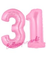 Zahl 31 Rosa, Luftballons aus Folie zum 31. Geburtstag, 100 cm, inklusive Helium