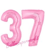 Zahl 37 Rosa, Luftballons aus Folie zum 37. Geburtstag, 100 cm, inklusive Helium