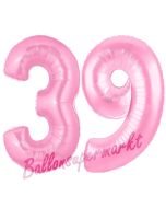 Zahl 39 Rosa, Luftballons aus Folie zum 39. Geburtstag, 100 cm, inklusive Helium