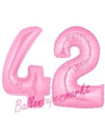 Zahl 42 Rosa, Luftballons aus Folie zum 42. Geburtstag, 100 cm, inklusive Helium