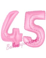 Zahl 45 Rosa, Luftballons aus Folie zum 45. Geburtstag, 100 cm, inklusive Helium