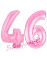 Zahl 46 Rosa, Luftballons aus Folie zum 46. Geburtstag, 100 cm, inklusive Helium
