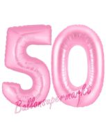 Zahl 50 Rosa, Luftballons aus Folie zum 50. Geburtstag, 100 cm, inklusive Helium