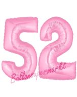 Zahl 52 Rosa, Luftballons aus Folie zum 52. Geburtstag, 100 cm, inklusive Helium