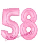 Zahl 58 Rosa, Luftballons aus Folie zum 58. Geburtstag, 100 cm, inklusive Helium