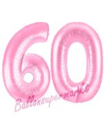 Zahl 60 Rosa, Luftballons aus Folie zum 60. Geburtstag, 100 cm, inklusive Helium