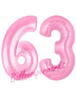 Zahl 63 Rosa, Luftballons aus Folie zum 63. Geburtstag, 100 cm, inklusive Helium