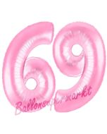 Zahl 69 Rosa, Luftballons aus Folie zum 69. Geburtstag, 100 cm, inklusive Helium