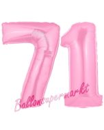 Zahl 71 Rosa, Luftballons aus Folie zum 71. Geburtstag, 100 cm, inklusive Helium