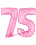 Zahl 75 Rosa, Luftballons aus Folie zum 75. Geburtstag, 100 cm, inklusive Helium