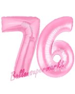 Zahl 76 Rosa Luftballons aus Folie zum 76. Geburtstag, 100 cm, inklusive Helium