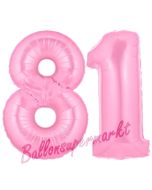 Zahl 81 Rosa, Luftballons aus Folie zum 81. Geburtstag, 100 cm, inklusive Helium
