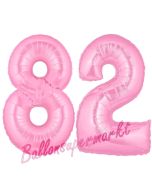 Zahl 82 Rosa, Luftballons aus Folie zum 82. Geburtstag, 100 cm, inklusive Helium