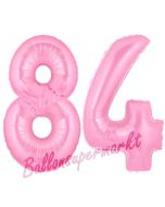 Zahl 84 Rosa, Luftballons aus Folie zum 84. Geburtstag, 100 cm, inklusive Helium
