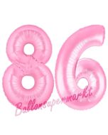 Zahl 86 Rosa, Luftballons aus Folie zum 86. Geburtstag, 100 cm, inklusive Helium