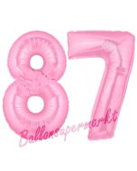 Zahl 87 Rosa, Luftballons aus Folie zum 87. Geburtstag, 100 cm, inklusive Helium