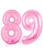Zahl 89 Rosa, Luftballons aus Folie zum 89. Geburtstag, 100 cm, inklusive Helium