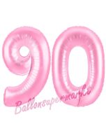 Zahl 90 Rosa, Luftballons aus Folie zum 90. Geburtstag, 100 cm, inklusive Helium