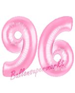 Zahl 96 Rosa, Luftballons aus Folie zum 96. Geburtstag, 100 cm, inklusive Helium