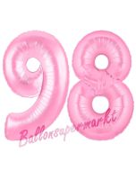Zahl 98 Rosa, Luftballons aus Folie zum 98. Geburtstag, 100 cm, inklusive Helium