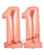 Zahl 11 Rose Gold, Luftballons aus Folie zum 11. Geburtstag, 100 cm, inklusive Helium