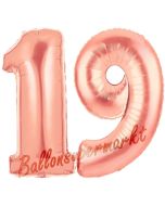 Zahl 19 Rose Gold, Luftballons aus Folie zum 19. Geburtstag, 100 cm, inklusive Helium