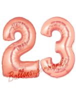 Zahl 23 Rose Gold, Luftballons aus Folie zum 23. Geburtstag, 100 cm, inklusive Helium