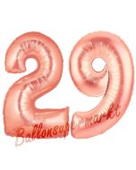 Zahl 29, Rosegold, Luftballons aus Folie zum 29. Geburtstag, 100 cm, inklusive Helium