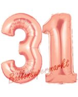 Zahl 31, Rosegold, Luftballons aus Folie zum 31. Geburtstag, 100 cm, inklusive Helium