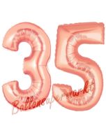 Zahl 35, Rosegold, Luftballons aus Folie zum 35. Geburtstag, 100 cm, inklusive Helium