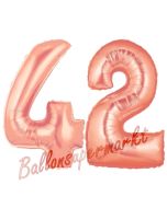 Zahl 42, Rosegold, Luftballons aus Folie zum 42. Geburtstag, 100 cm, inklusive Helium