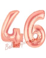 Zahl 46, Rosegold, Luftballons aus Folie zum 46. Geburtstag, 100 cm, inklusive Helium
