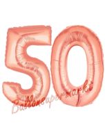 Zahl 50 Rosegold, Luftballons aus Folie zum 50. Geburtstag, 100 cm, inklusive Helium