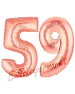 Zahl 59, Rosegold, Luftballons aus Folie zum 59. Geburtstag, 100 cm, inklusive Helium