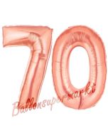 Zahl 70 Rosegold, Luftballons aus Folie zum 70. Geburtstag, 100 cm, inklusive Helium