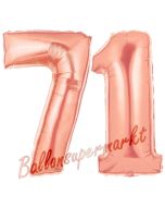 Zahl 71, Rosegold, Luftballons aus Folie zum 71. Geburtstag, 100 cm, inklusive Helium