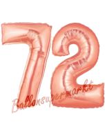Zahl 72, Rosegold, Luftballons aus Folie zum 72. Geburtstag, 100 cm, inklusive Helium