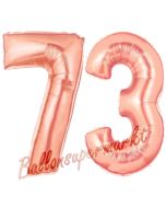 Zahl 73, Rosegold, Luftballons aus Folie zum 73. Geburtstag, 100 cm, inklusive Helium