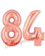 Zahl 84 Rosegold Luftballons aus Folie zum 84. Geburtstag, 100 cm, inklusive Helium