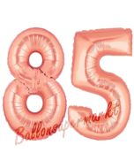 Zahl 85 Rosegold Luftballons aus Folie zum 85. Geburtstag, 100 cm, inklusive Helium