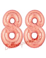 Zahl 88 Rosegold Luftballons aus Folie zum 88. Geburtstag, 100 cm, inklusive Helium