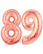 Zahl 89 Rosegold Luftballons aus Folie zum 89. Geburtstag, 100 cm, inklusive Helium